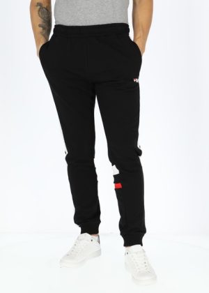 Samolaco Sweat Pants With Bloc, Black Bright White True Red, Xs, Sweatpants