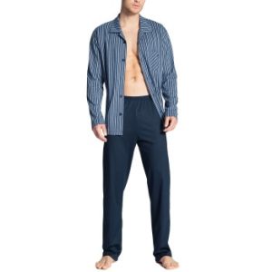 Calida Relax Imprint Buttoned Pyjama Blå bomull Medium Herr
