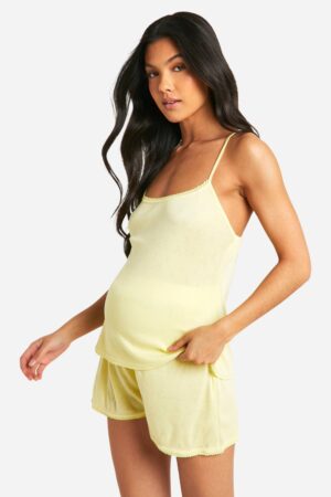 Mammakläder Pointellepajamas Med Linne Och Shorts, Yellow