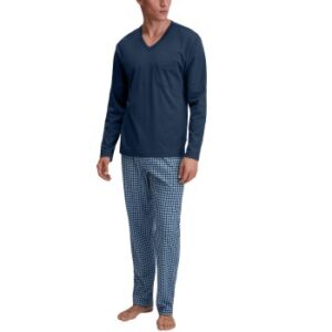Calida Relax Streamline 5 Pyjama Blå Mönstrad bomull Large Herr