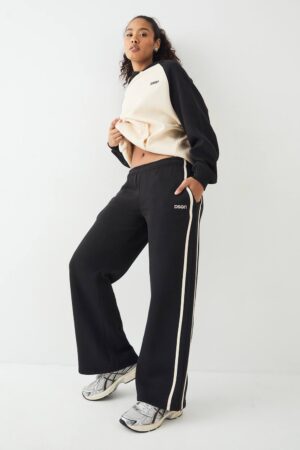 Dam DSGN Studio Side Stripe Raka Ben Joggers | Black | Storlek 2XL