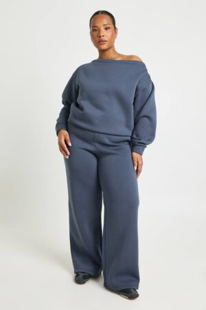 boohoo Dam Plus Bredbenta Joggers | Charcoal | Storlek 48