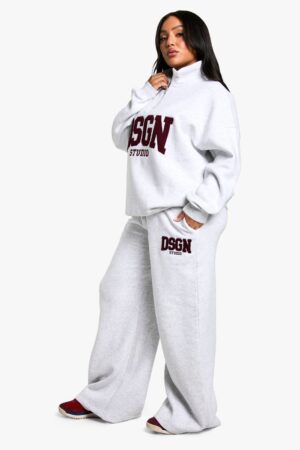 boohoo Dam Plus DSGN Studio-applikation raka ben joggers | Ash Grey | Storlek 54