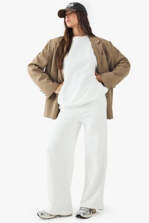 boohoo Dam DSGN Studio Broderade Rakbens-Joggers | Ecru | Storlek XL