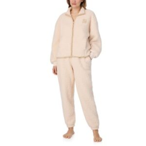 DKNY Chill In Style Zip Top Jogger Set Beige polyester Small Dam