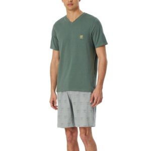 Schiesser 95-5 Short Pyjama V-neck Khaki bomull Small Herr