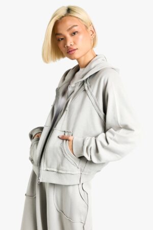 boohoo Dam Dekonstruerad OverStorlekd Hoodie | Ice Grey | Storlek XS