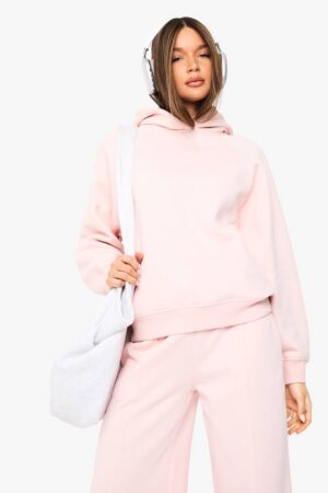 boohoo Dam Raglan-sömd overStorlekd hoodie | Light Pink | Storlek XL