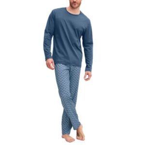 Calida Relax Streamline Long Pyjama Blå bomull Small Herr