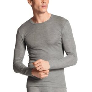 Calida Wool and Silk Shirt Long Sleeve Grå Small Herr