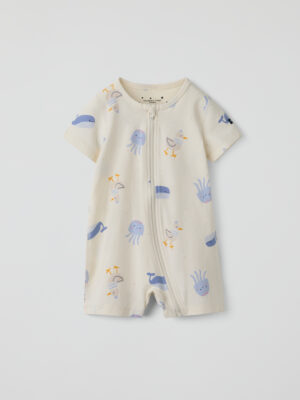 Kortärmad pyjamasoverall fiskar