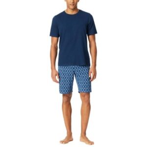 Schiesser Casual Essentials Short Sleeve Pyjama Marin mönstrad bomull Large Herr