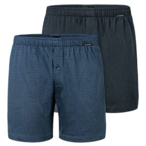 Schiesser Kalsonger 2P Long Boxershorts Blå/Blå bomull Small Herr