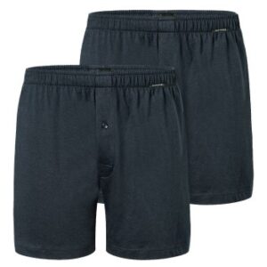 Schiesser Kalsonger 2P Long Boxershorts Mörkblå bomull Small Herr
