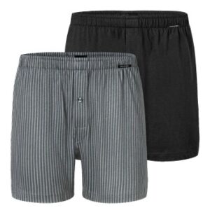 Schiesser Kalsonger 2P Long Boxershorts Svart/Grå bomull Small Herr
