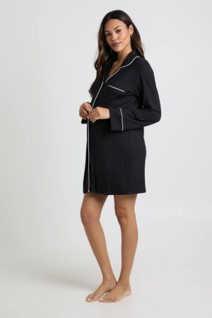boohoo Dam Mammaledig Supersoft Modal Kontrast Nattlinne | Black | Storlek 36