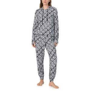 DKNY Chill In Style Hoodie Jogger Set Svart/Vit polyester Small Dam