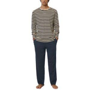 Marc O Polo Men Long Pyjama Set Beige/marin bomull Small Herr