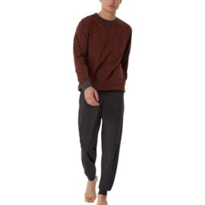 Schiesser Comfort Essentials Long Pyjamas Marin/Röd bomull 50 Herr