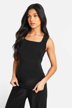 boohoo Dam Mammakläder Mjuk topp med fyrkantig halsringning | Black | Storlek 48