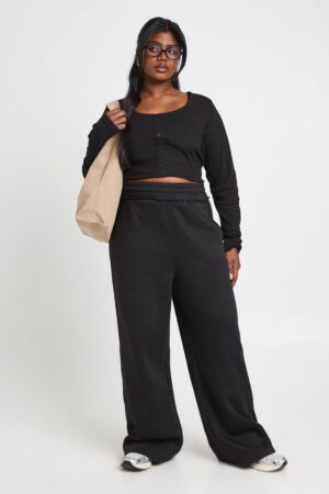 boohoo Dam Plus Sliten Midja Vida Ben Joggers | Black | Storlek 48