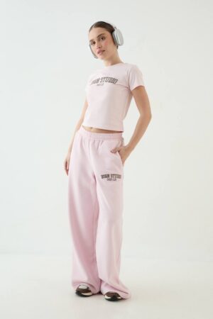 Dam Dsgn Studio Joggers Med Applikation Och Rak Passform | Light Pink | Storlek 2XL