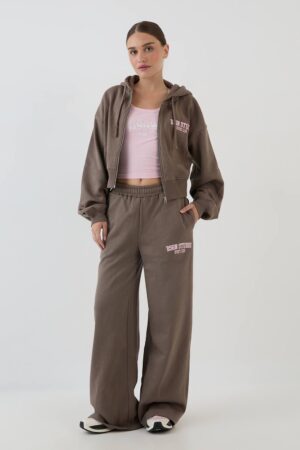 Dam Dsgn Studio Joggers Med Applikation Och Rak Passform | Taupe | Storlek 2XL