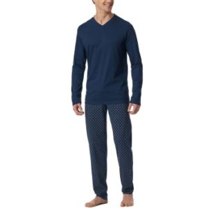 Schiesser Casual Essentials Long Sleeve Pyjamas Marin bomull Small Herr
