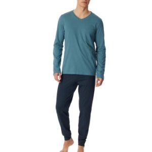 Schiesser Casual Essentials Long Sleeve Pyjamas Marin/Blå bomull 50 Herr