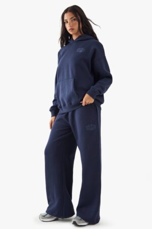 boohoo Dam DSGN Studio Sport Bubble Print raka joggers | Navy | Storlek XL