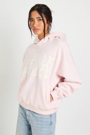 boohoo Dam OverStorlekd Hoodie Med Ditsy Blommig Lax-applikation | Light Pink | Storlek Medium
