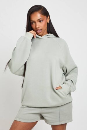 boohoo Dam Tvättad Raglan OverStorlekd Hoodie | Sage | Storlek Medium