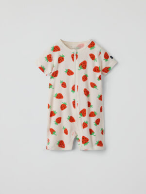 Kortärmad pyjamasoverall jordgubbar
