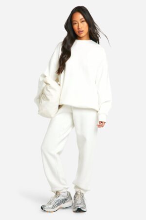 boohoo Dam DSGN Studio Broderade Manschettade OverStorlekd Joggers | Ecru | Storlek Large