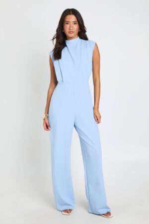 boohoo Dam Skräddarsydd Jumpsuit Med Plisserade Detaljer | Ljusblå | Storlek 42