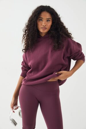 Dam DSGN Studio Contrast Script OverStorlekd Hoodie | Plum | Storlek Medium