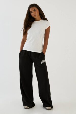 Dam Dsgn Studio Collegiate Lågmidjade Loopback Vida Joggers | Black | Storlek XL
