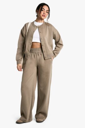 boohoo Dam Joggers med vida ben | Kaki | Storlek Medium