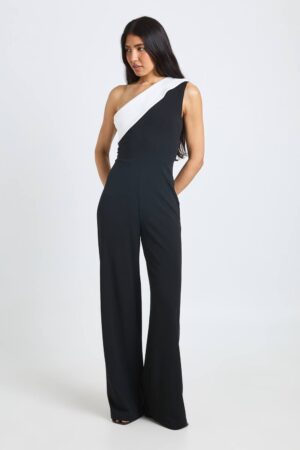 boohoo Dam Lång Jumpsuit Med Vida Ben I Mono-stil | Svart | Storlek 44