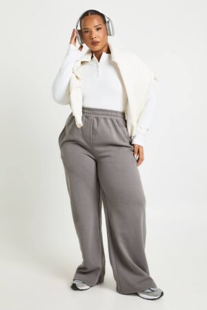boohoo Dam Plus bredbenta joggers | Kolgrå | Storlek 52
