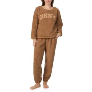 DKNY Chill In Style Top Jogger Set Brun polyester Medium Dam