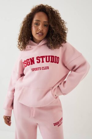 Dam Dsgn Studio Appliqué OverStorlekd Hoodie | Pink | Storlek XS